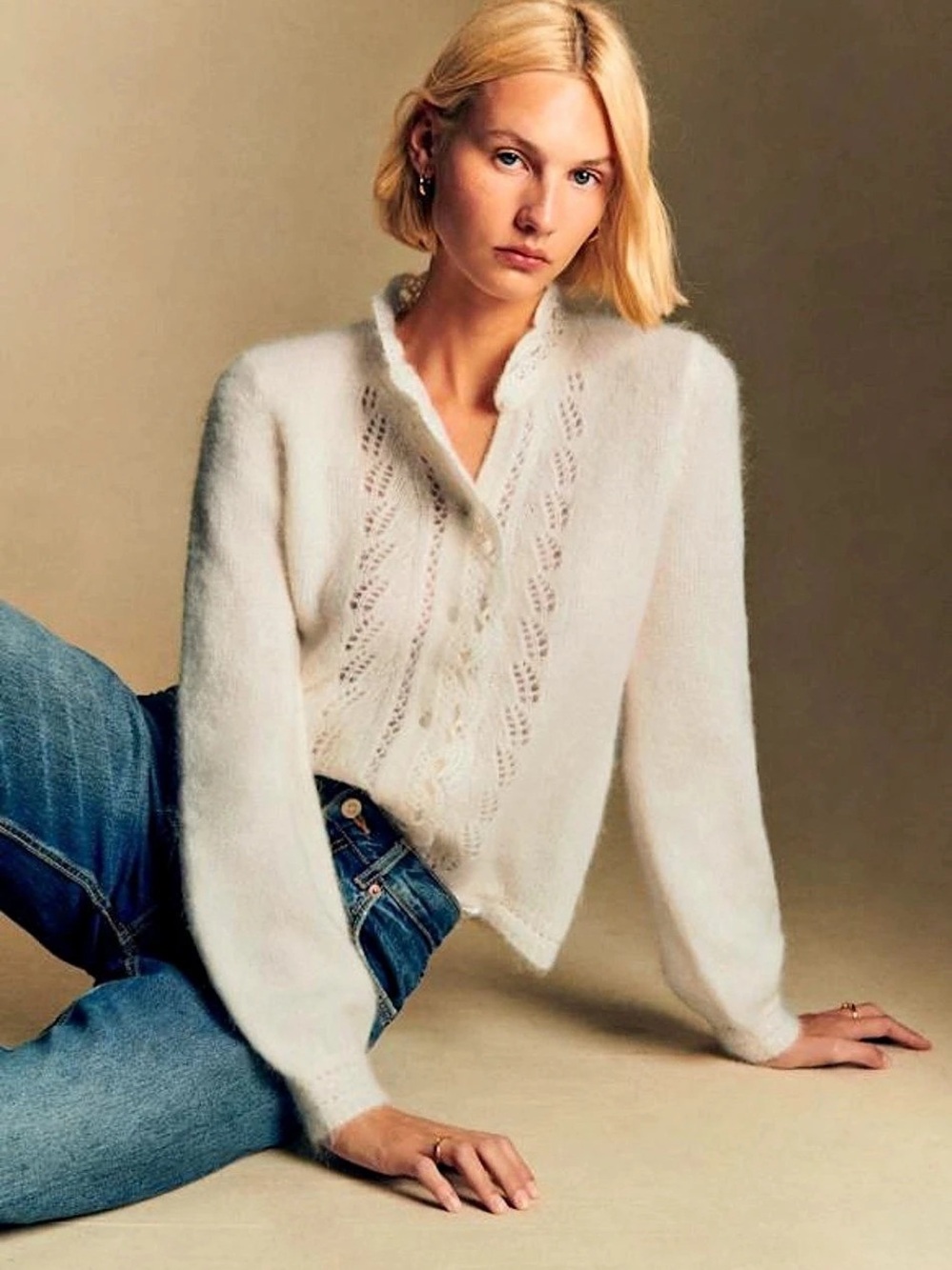 Sézane Angie Cardigan in Ecru / Cream | Size XL | Worn Once